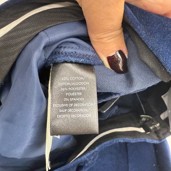 New ANN TAYLOR Women Ankle Devin Fit Velour Velvet Pant Size 12 Blue Whimsigoth - Picture 3 of 9